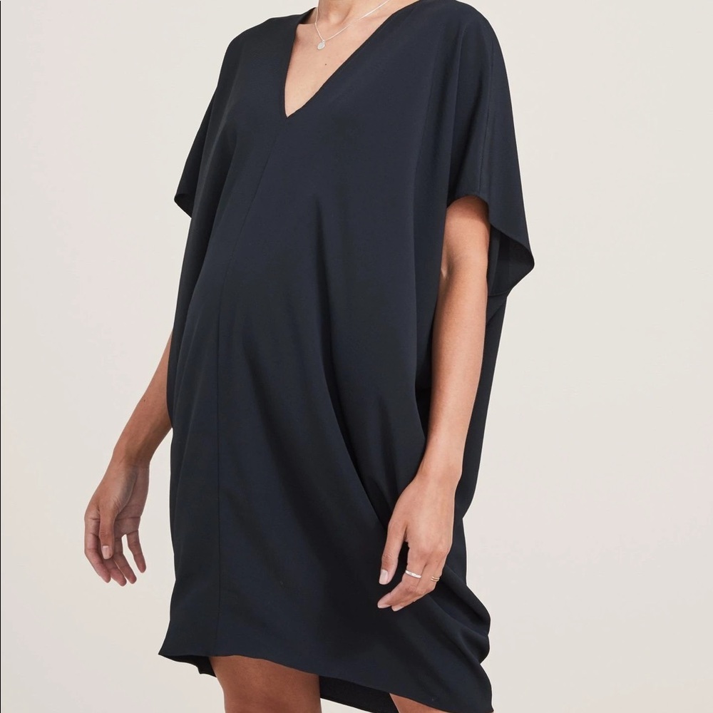 Hatch V Neck black maternity slouch dress
